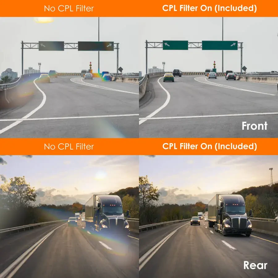 Rexing V1P SE 4K Dual Dash Cam с GPS, Wi-Fi и 2шт-CPL фильтром, Передняя 2160p, Задняя 1080p и 64 ГБ карта памяти в комплекте - 2