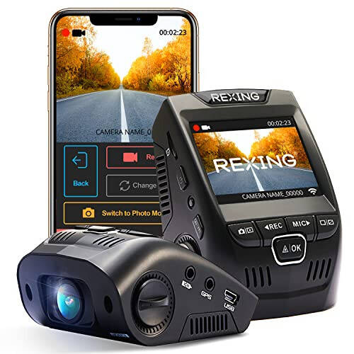 RexingUSA V1-4K Ultra HD GPS Araç Dash Cam Wi-Fi ile 2.4” LCD Ekran | 170° Geniş Açı Ön Panel Kamera Kaydedici G-Sensör | WDR | Döngü Kaydı | Süper Kapasitör | Mobil Uygulama | 256GB Destekli - 1