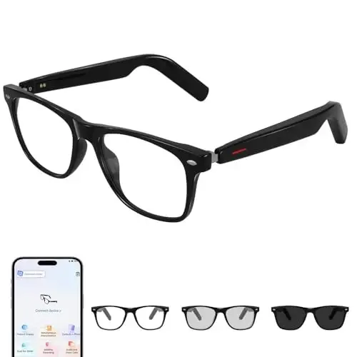 ReyDix AI Smart Bluetooth Glasses, Smart Translation, Color-Change Lenses | Automatic Power On Off,DeepSeek R1, UV/Blue Protection, Audio Intelligent,Open Ear Music, Voice Assistant - 1