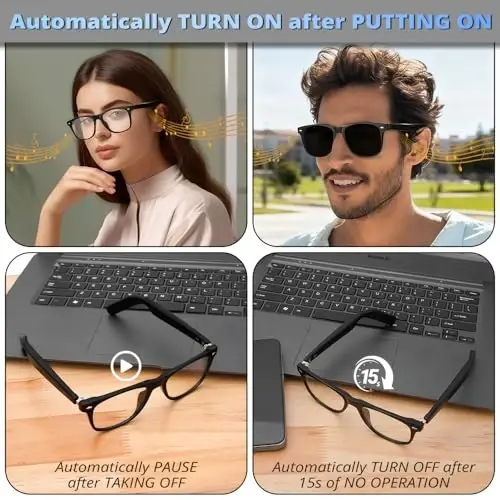 ReyDix AI Smart Bluetooth Glasses, Smart Translation, Color-Change Lenses | Automatic Power On Off,DeepSeek R1, UV/Blue Protection, Audio Intelligent,Open Ear Music, Voice Assistant - REYDIX (1)