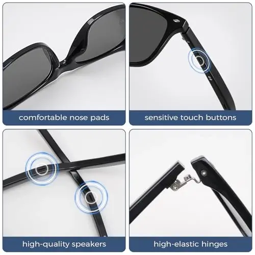 ReyDix Bluetooth Smart Glasses for Men, Unisex Intelligent Sunglasses | Open Ear Music Audio Hand-free Calling AAC Speaker, Great Present for Friends Family - 3