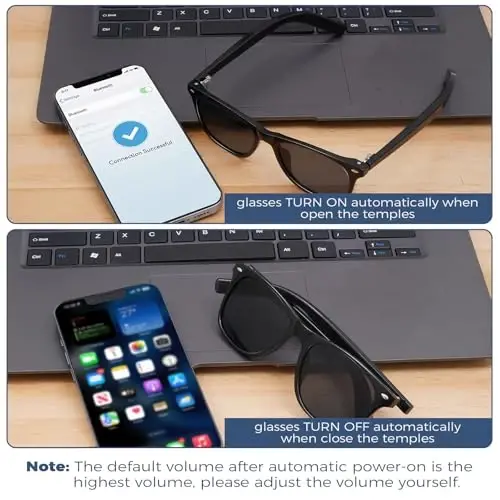 ReyDix Bluetooth Smart Glasses for Men, Unisex Intelligent Sunglasses | Open Ear Music Audio Hand-free Calling AAC Speaker, Great Present for Friends Family - 4