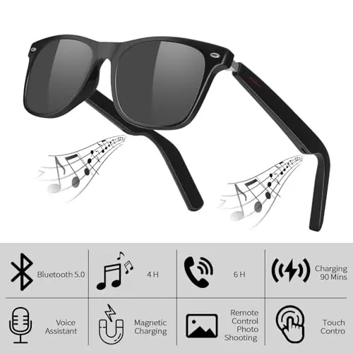 ReyDix Polarized Smart Glasses for Men with AAC Speaker Open Ear Music | Touch Control Remote Photo Hand-Free Calling, Unisex Audio Intelligent Bluetooth 5.0 Sunglasses, Great Gift for Friends - 6