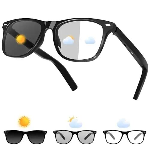ReyDix Smart Glass for Men, Bluetooth Audio Sunglasses Color-Change Lenses | Speakers Touch Control Unisex Intelligent for Indoor Outdoor Walking Working - REYDIX