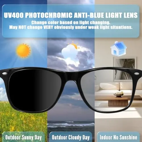 ReyDix Smart Glass for Men, Bluetooth Audio Sunglasses Color-Change Lenses | Speakers Touch Control Unisex Intelligent for Indoor Outdoor Walking Working - REYDIX (1)