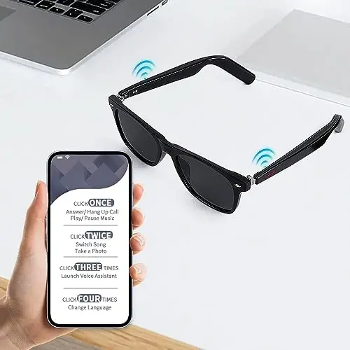 ReyDix Smart Glasses Bluetooth Sunglasses for Men Women with Automatic Power On Off Open Ear Music Voice Assistant, Unisex Audio Intelligent Sunglasses Fits Smaller Faces, Great for Friends Family - 6