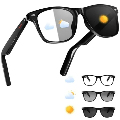ReyDix Smart Glasses for Men, Bluetooth Sunglasses Color-Change Lenses | Automatic Power On Off UV Protection Anti-blue Lens Speakers Touch Control for Indoor Outdoor Walking Working - 1