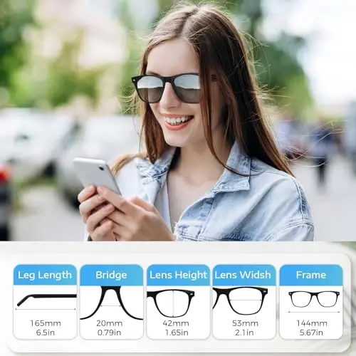 ReyDix Smart Glasses for Men, Bluetooth Sunglasses Color-Change Lenses | Automatic Power On Off UV Protection Anti-blue Lens Speakers Touch Control for Indoor Outdoor Walking Working - 5