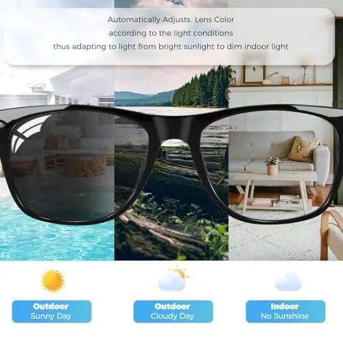 ReyDix Smart Glasses for Men, Bluetooth Sunglasses Color-Change Lenses | Automatic Power On Off UV Protection Anti-blue Lens Speakers Touch Control for Indoor Outdoor Walking Working - REYDIX (1)