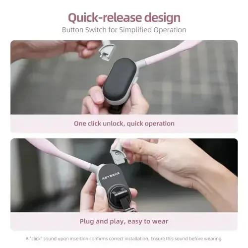 REYGEAK Magnetic POV/Vlog Phone Neck Mount Holder for Magsafe iPhone 16/15/14/13/12 Pro Mini/Plus/Pro/Pro Max, Hand Free Chest Stand Video Recording for Mobile Phone Accessory (Sakura Pink) - 6