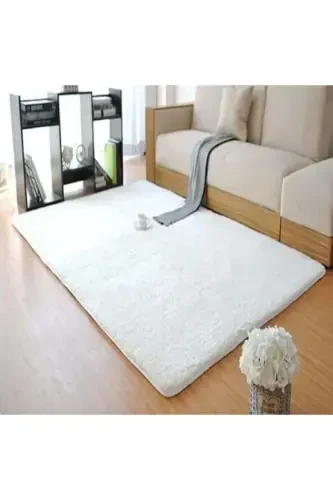 Резать Дорожка Нескользящая Подошва Мягкий Плюшевый Ковер Бело-Белый - RASCHEL CARPET (1)
