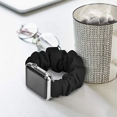 Резинки для часов Scrunchie для женщин, совместимые с Apple Watch Bands Series 10 9 8 7 6 5 4 3 2 1 SE, мягкий эластичный сменный ремешок для iWatch Bands 38mm 40mm 41mm 42mm 44mm 45mm 46mm 49mm Ultra - 4