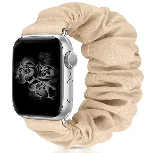 Резинки для часов Scrunchie для женщин, совместимые с ремешками для Apple Watch Series 10 9 8 7 6 5 4 3 2 1 SE, мягкий эластичный сменный браслет для iWatch 38 мм 40 мм 41 мм 42 мм 44 мм 45 мм 46 мм 49 мм Ultra - 1