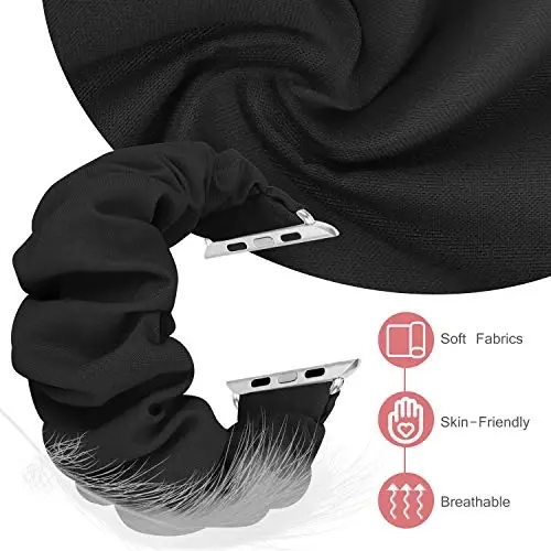 Резинки для волос Scrunchie для женщин, совместимые с ремешками для Apple Watch Series 10 9 8 7 6 5 4 3 2 1 SE, мягкий эластичный сменный ремешок для iWatch 38 мм, 40 мм, 41 мм, 42 мм, 44 мм, 45 мм, 46 мм, 49 мм Ultra - 3