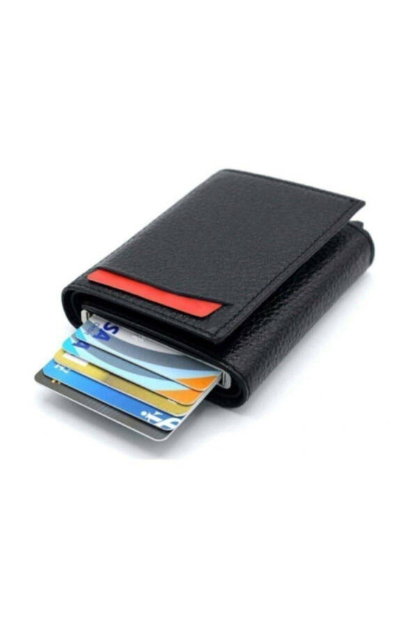 RFID Blocking Black Snap Automatic Aluminum Mechanism Unisex Wallet-Card Holder - 1