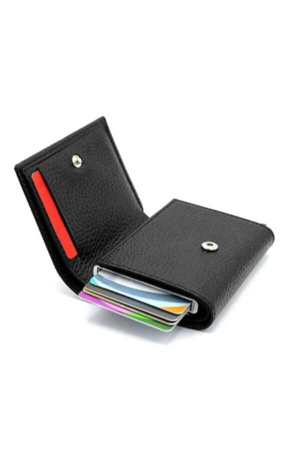 RFID Blocking Black Snap Automatic Aluminum Mechanism Unisex Wallet-Card Holder - 3