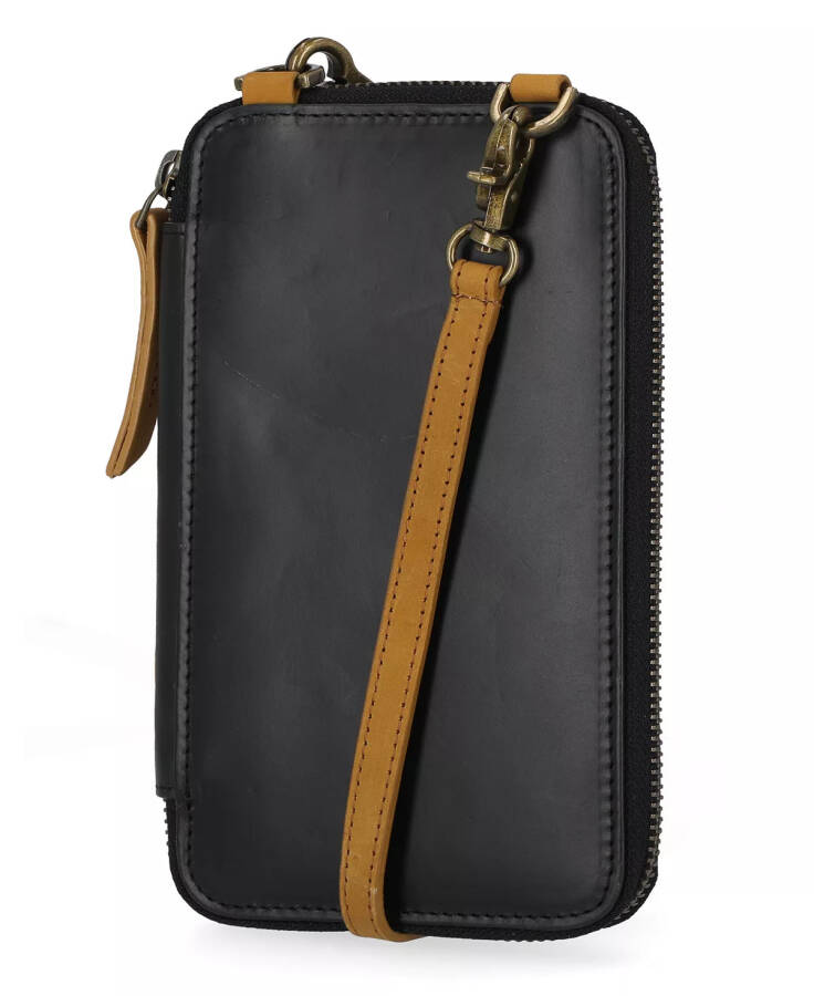 RFID Leather Phone Crossbody Wallet Bag Black - 3