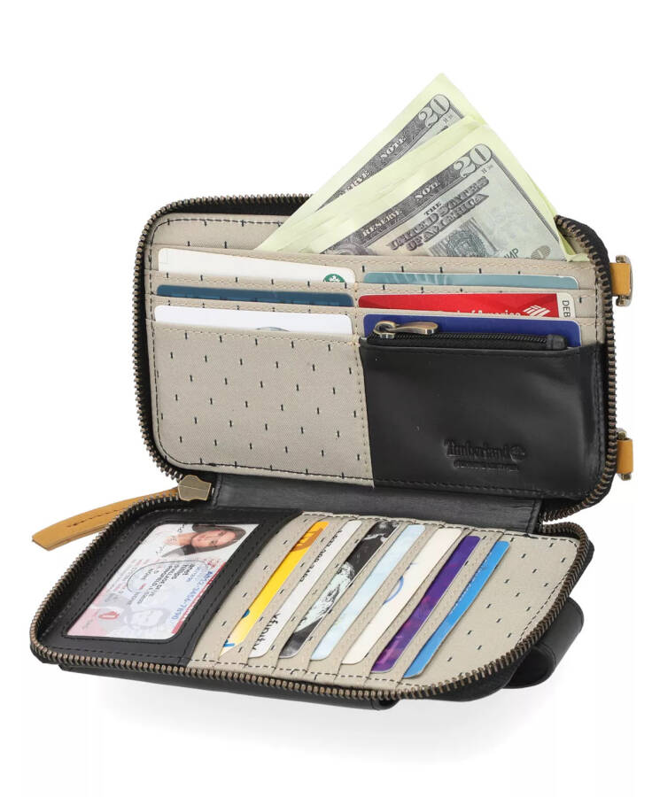 RFID Leather Phone Crossbody Wallet Bag Black - 5