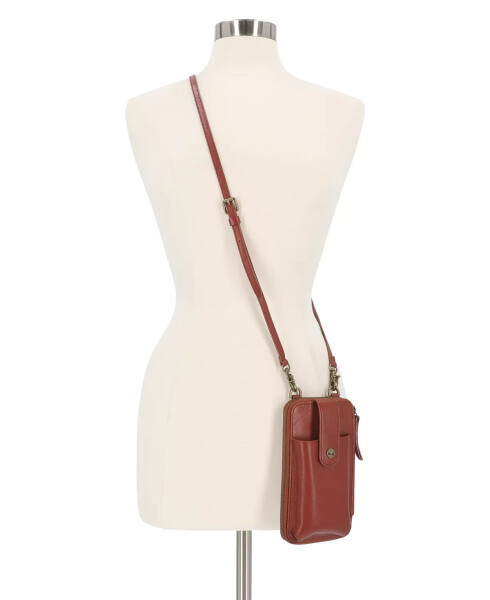 RFID Leather Phone Crossbody Wallet Bag Brown - 4