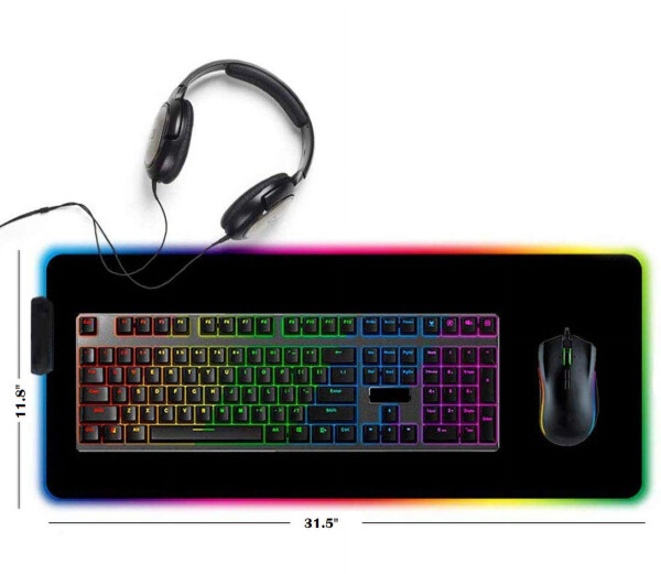 RGB Gaming Large Extended Soft Led Mouse Pad and Desk Pad with 14 Lighting Modes - 15