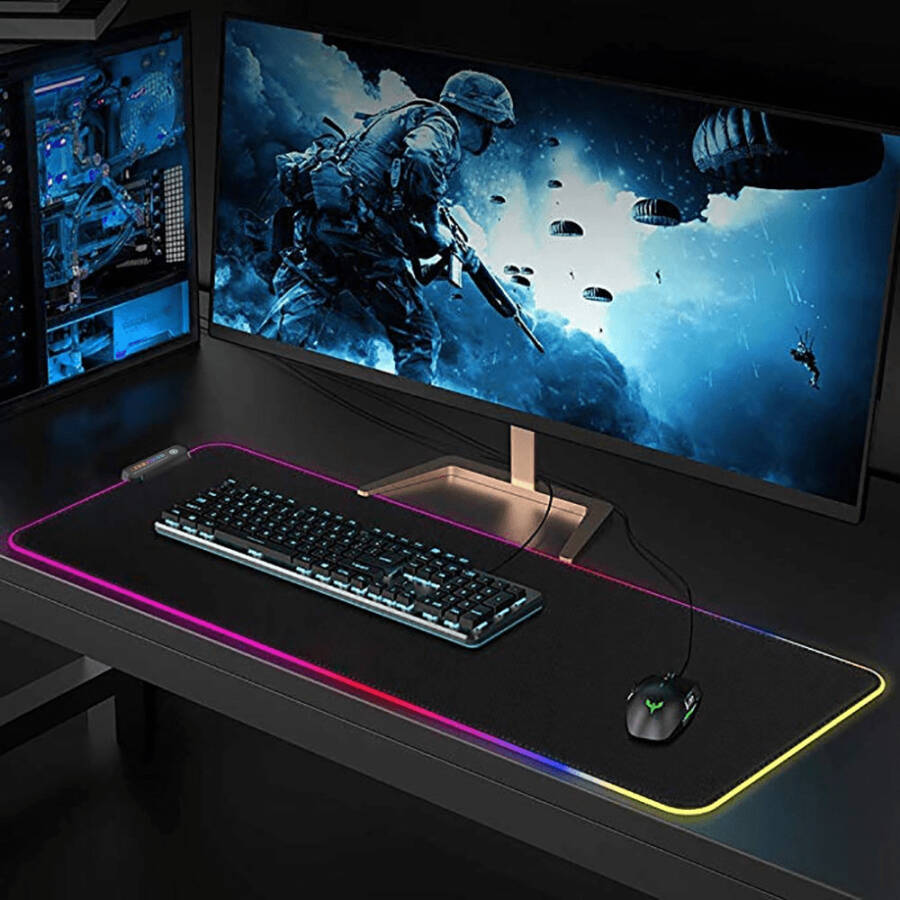 RGB Gaming Large Extended Soft Led Mouse Pad and Desk Pad with 14 Lighting Modes - 22