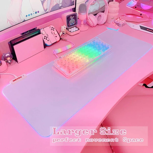 RGB illuminated, non-slip rubber base, extra large (31.5x12 in) gaming mouse pad. Perfect for gamers! - JMIYAV