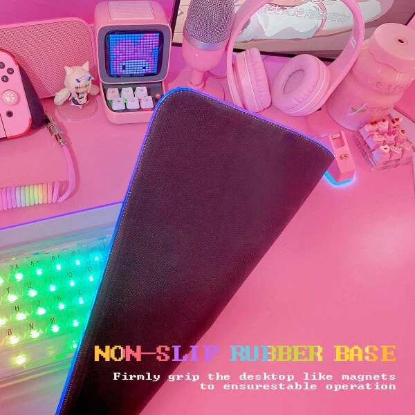 RGB illuminated, non-slip rubber base, extra large (31.5x12 in) gaming mouse pad. Perfect for gamers! - 3