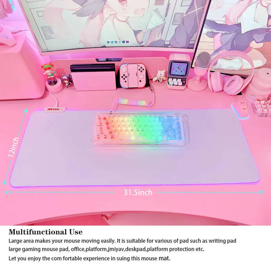 RGB illuminated, non-slip rubber base, extra large (31.5x12 in) gaming mouse pad. Perfect for gamers! - 4