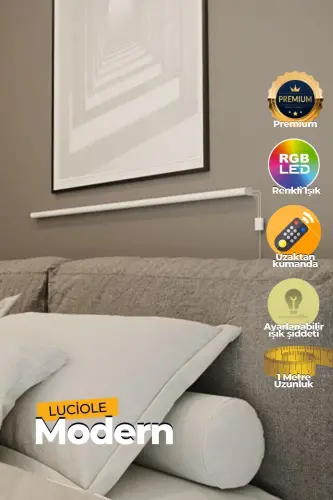 Rgb Led Abajur Aplik Gece Lambası Lambader Renkli Uzaktan Kumandalı Işık - Ledtube2-MAVİ3 - 6