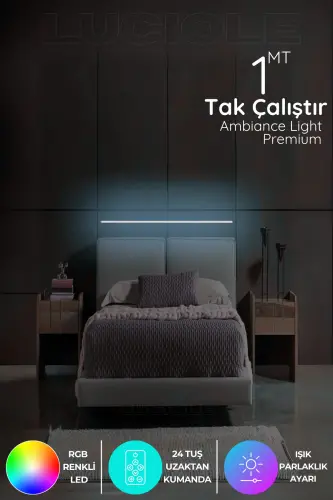 Rgb Led Abajur Aplik Gece Lambası Lambader Renkli Uzaktan Kumandalı Işık - Ledtube4-RMAVİ 