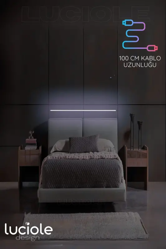 Rgb Led Abajur Aplik Gece Lambası Lambader Renkli Uzaktan Kumandalı Işık - Ledtube7-MAVİ5 - 2