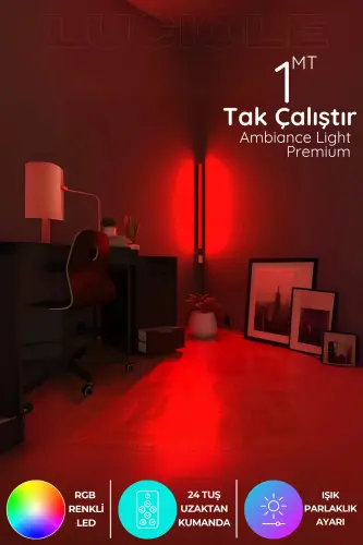 Rgb Led Abajur Aplik Gece Lambası Lambader Renkli Uzaktan Kumandalı Işık - Ledtube9 - rgb1 