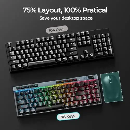 RGB Mechanical GamingKeyboard, 78 Keys Hot-Swap Mechanical Keyboard With Magnetic Red Switches, Ergonomic Keyboard with Aluminum Cover/Media Keys/Software/Dual System WiredKeyboard for PC/Mac Gamer - 3
