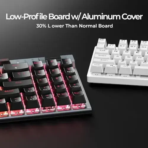 RGB Механическая игровая клавиатура, 78 клавиш, механическая клавиатура с горячей заменой и магнитными красными переключателями, эргономичная клавиатура с алюминиевой крышкой/медиа-клавишами/программным обеспечением/двойной системой проводной клавиатуры для ПК/Mac Gamer - 7