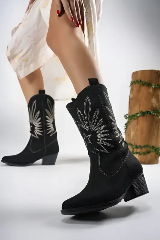 Rhifthil Kadın Çizme 00125001 Siyah Süet-Siyah Süet - 3