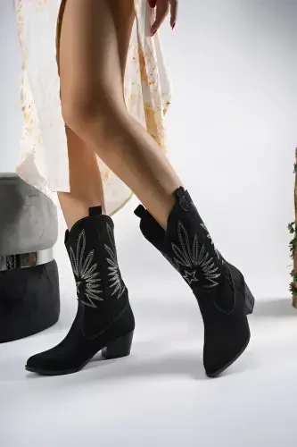 Rhifthil Kadın Çizme 00125001 Siyah Süet-Siyah Süet - 5