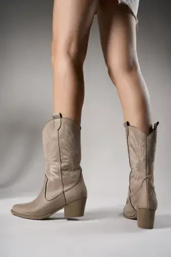 Rhifthil Kadın Çizme 00125001 Vizon Süet-Vizon Süet - 5