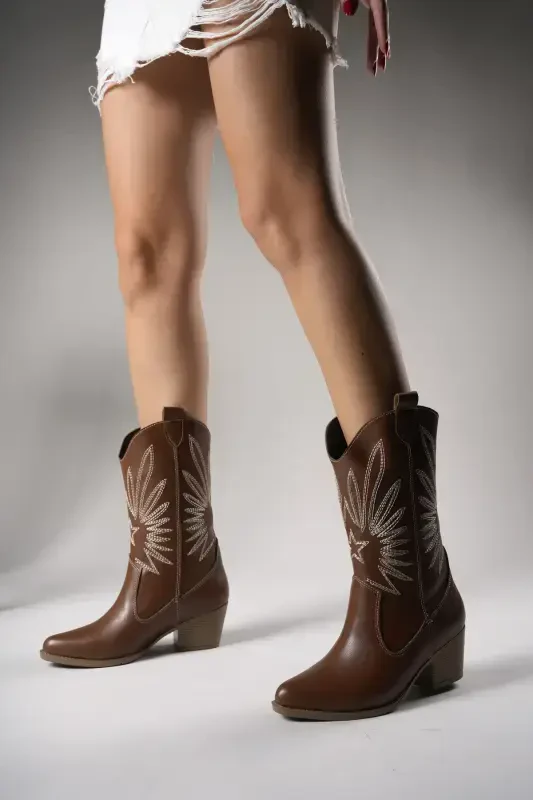 Rhifthil Women's Boot 00125001 Tan Leather-Tan Leather - RICCON