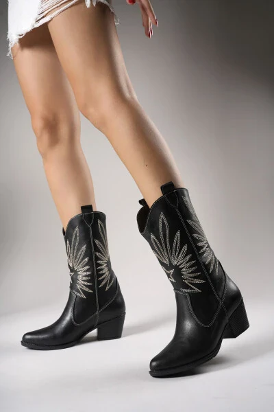 Rhifthil Women's Boots 00125001 Black Leather - RICCON (1)