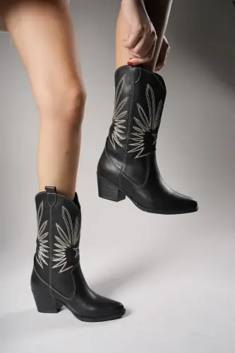 Rhifthil Women's Boots 00125001 Black Leather - 8