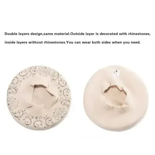 Rhinestone ayollar uchun beret shlyapalari 2 qavatli junli fransuz trikotaj shapkasi xonim qish qora - LADYBRO (1)