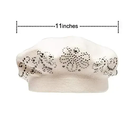 Rhinestone ayollar uchun beret shlyapalari 2 qavatli junli fransuz trikotaj shapkasi xonim qish qora - 6