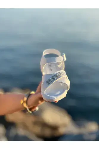 Rhinestone Chic Kid Sandals, Baby Sandals, Non-Slip Summer Children's Shoes-White Rhinestone - 7