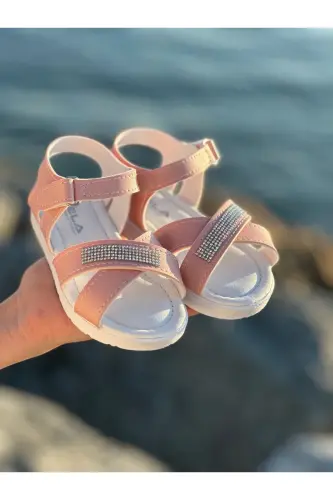 Rhinestone Chic Kids Sandals, Baby Sandals, Non-slip Summer Children's Shoes - Pink Rhinestone - 3