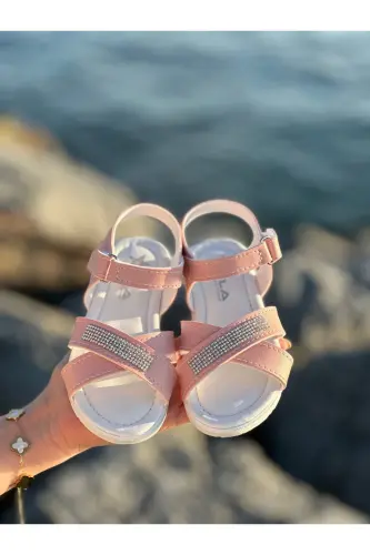 Rhinestone Chic Kids Sandals, Baby Sandals, Non-slip Summer Children's Shoes - Pink Rhinestone - 5