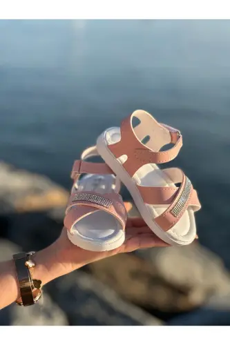 Rhinestone Chic Kids Sandals, Baby Sandals, Non-slip Summer Children's Shoes - Pink Rhinestone - 6
