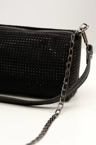 Rhinestone Hand and Shoulder Bag C1033-G7 - Black-Black - 4