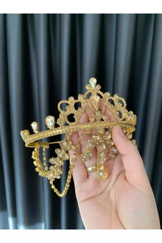 Rhinestone Headband Bride Wedding Engagement Henna Headband Hurrem-gold - 3