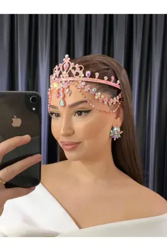 Rhinestone Headband Bride Wedding Engagement Henna Headband Hurrem-POWDER JANJAN - BEYOĞLU NİŞANTAŞI (1)