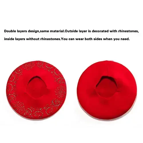 Rhinestone Beret Hats for Women 2 Layers Wool French Knit Cap Lady Winter Black - LADYBRO (1)